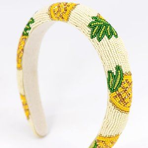 " HANDMADE INDIA SEED BEAD PINEAPPLE PRINTED HEADBAND"